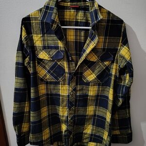 Yellow and Black Plaid Shirt